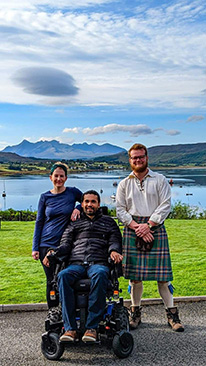 Tour guide Henry one  of the ‘Tartan Vikings’, with two of my visitors on the Isle of Skye.